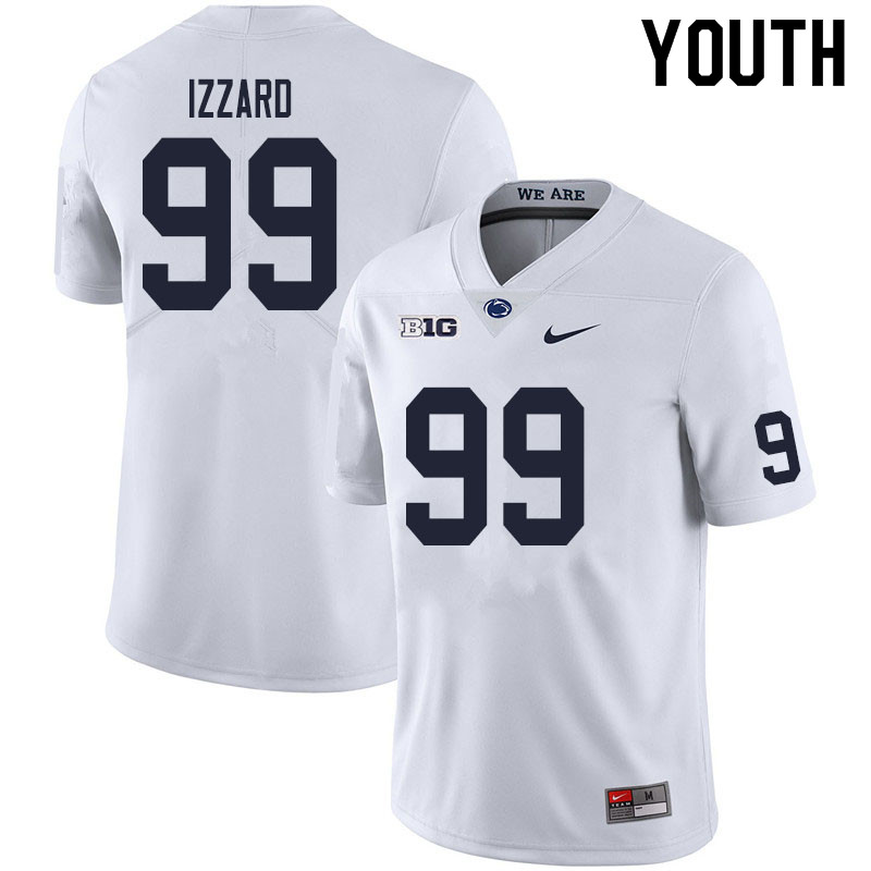 Youth #99 Coziah Izzard Penn State Nittany Lions College Football Jerseys Sale-White - Click Image to Close
